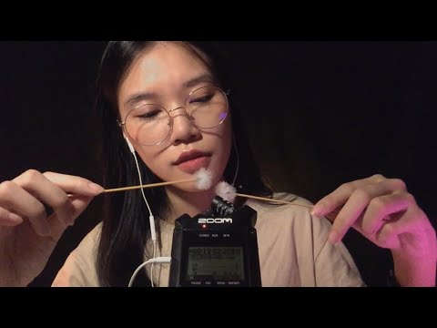 ASMR ✨Ear Cleaning with fluffy ear pick. | No visual Repeating Sounds
