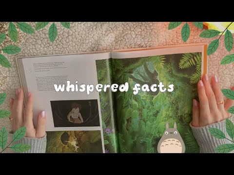 ASMR Studio Ghibli Book Flip Through (Whispers & Paper Sounds) & Reading Facts 🌿