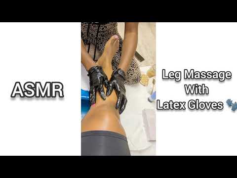 [ASMR] Leg Massage With Black Latex Gloves 🦵🏾🖤🧤
