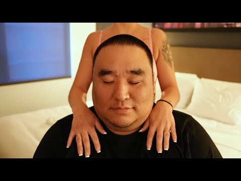 ASMR Real Person Massage | Neck, Back and Scalp Tracing