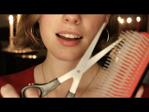 ASMR A Holiday Haircut 🥂🎄Hair Brushing & Hair Washing (personal attention, realistic layered sounds)