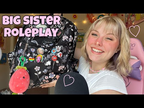 ASMR your big sister gets you ready for your first day of school role-play! she has gifts 👀✨💗✏️