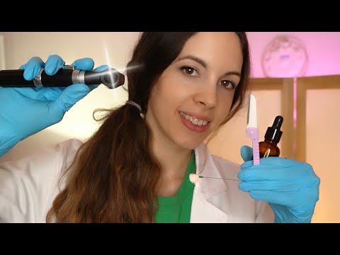 ASMR Ear Cleaning (Gloves, Ear Picking, Dropper, tuning fork ...) - Extracting An Earwurm