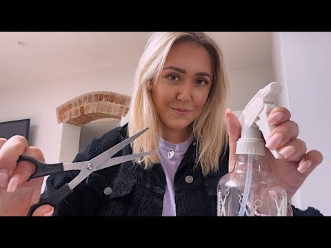 ASMR Fast Pace Haircut Roleplay (Brushing, Spraying, Cutting, Styling)