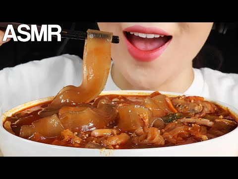 ASMR SPICY SOUPY SEAFOOD GLASS NOODLES JJAMPPONG EATING SOUNDS MUKBANG