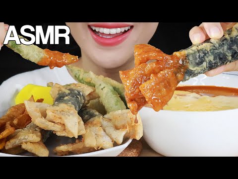ASMR FRIED SEAWEED ROLLS (WIDE GLASS NOODLES) CHEESY SPICY RICE CAKES TTEOKBOKKI EATING SOUNDS