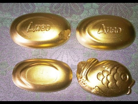 Красим мыло для АСМР/Как сделать золотое мыло/Gold soap cutting/We paint asmr soap