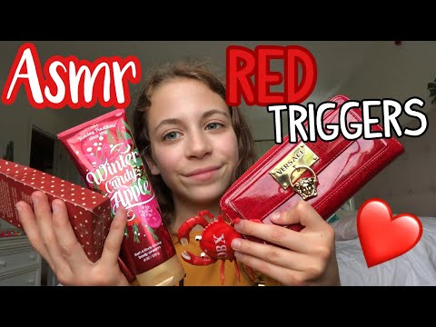 ASMR| Red Triggers: color trigger series❤️