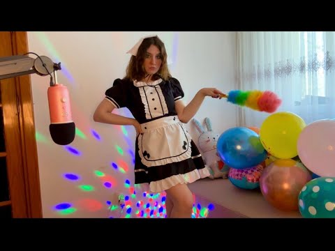 Roleplay ASMR | Your Maid is Cleaning and Popping All Your Balloons After Party 🎉