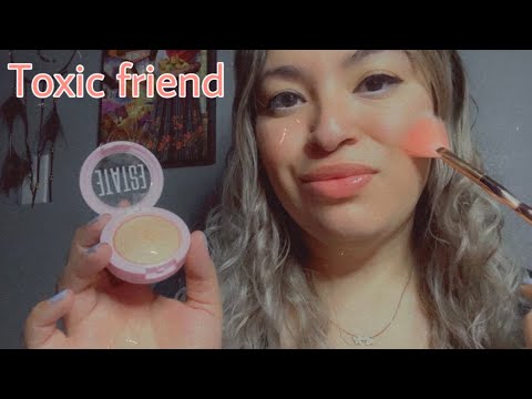 ASMR| Toxic friend does your makeup- fast & aggressive