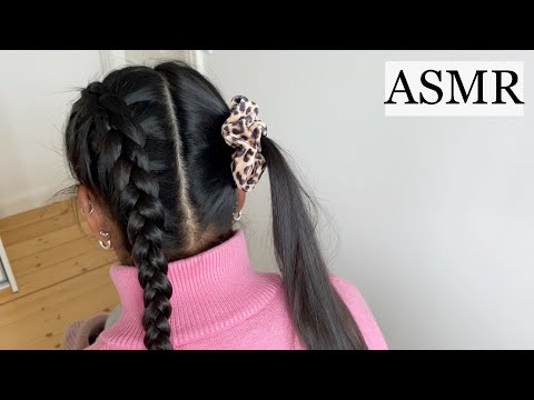 ASMR | Making beautiful french braids on my friend (hair play, no talking)