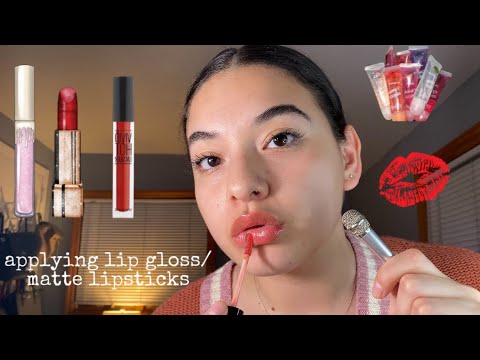 ASMR - applying lip gloss/lipsticks, mouth sounds