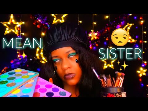 ASMR 😒✨Mean Big Sister Does Your Makeup for The Halloween Party/Sleepover🎃🦇💄(YIKES..)
