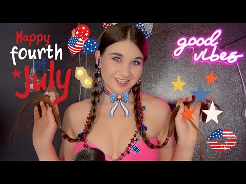 Happy 4th of July Hair Triggers: ASMR with Long Hair and Accessories