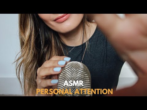 ASMR Personal Attention | Touching Face, Inaudible Whispers & Chewing Gum