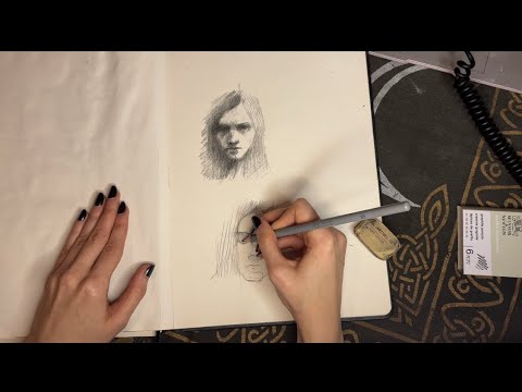 ASMR Gezichten Schetsen/ sketching faces, soft spoken, pencil & paper sounds [NEDERLANDS]