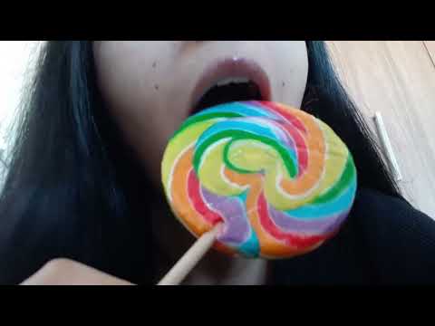 asmr licking lollipop, mouth sounds