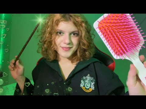 ASMR || ESTUDANTE DA SONSERINA ARRUMANDO SEU CABELO 🐍 *Harry Potter roleplay hairstylist*