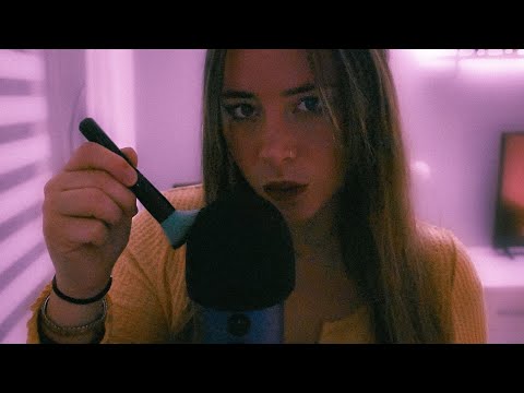 ASMR mic brushing and mouth sounds (no talking)