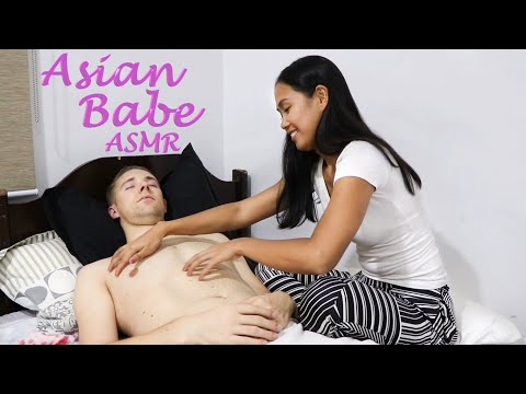 Asian Babe ASMR | VERY RELAXING Chest and Tummy Tickle Massage with Spa Background Music 🎶