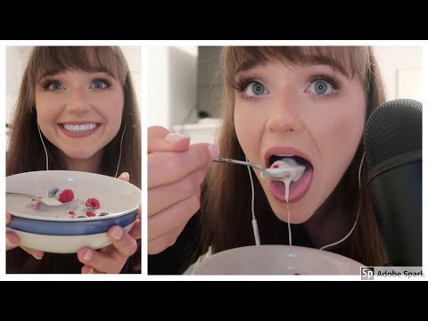 ASMR - Eating/Mouth Sounds (yogurt and berries)