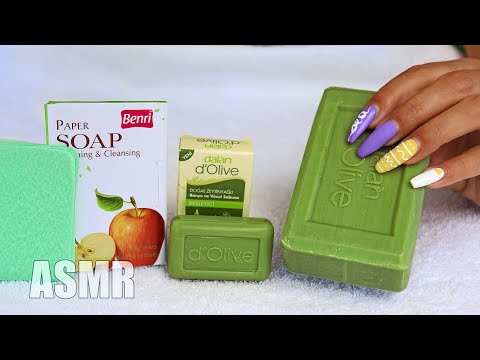 ASMR Soap Olive Satisfying Tapping Triggers | АСМР Резка твердого МЫЛА Таппинг 100% МУРАШКИ