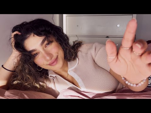 ASMR • Sleep In With Me💤 (cupped whispers, visuals, plucking)