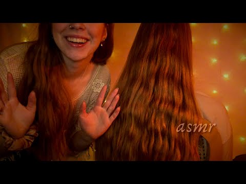 ASMR ◦ Playing with and Braiding my Sister's Long Hair! (close whisper)