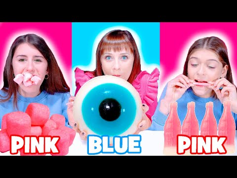 ASMR Pink Candy VS Blue Candy VS Pink Candy Eating