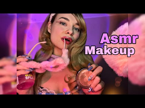 ASMR - Barbie doing your makeup | mouth sounds | visual triggers