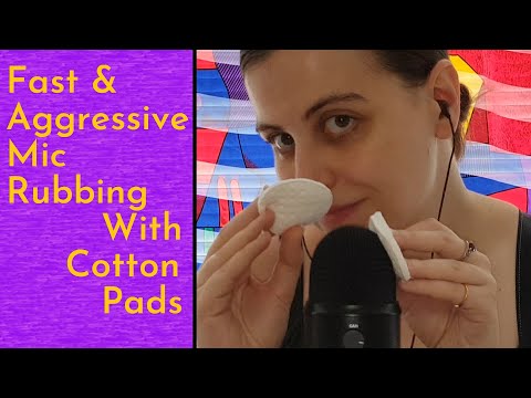 ASMR Fast & Aggressive Mic rubbing With Cotton Pads (Part 2 By Popular Request) No Talking, Loopable