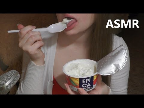 ASMR yogurt eating and licking sounds NO TALKING