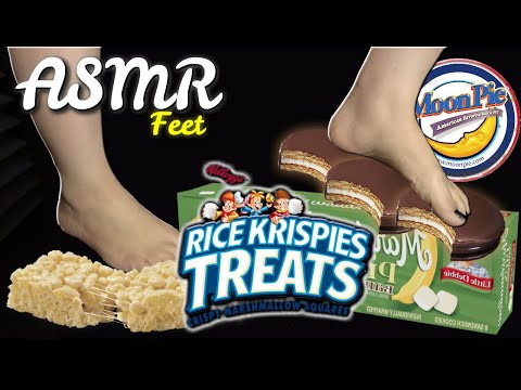 RICE KRISPIES FOOT CRUSH (No Talking) MOON PIES AND RICE KRISPIES TREATS 초콜릿 | ASMR FEET