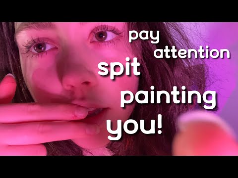 ASMR | SPIT PAINTING the ALPHABET on YOU with pay attention and focus on me games (WET mouth sounds)