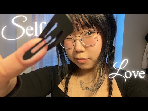 ASMR Tracing your face with a Hair Clip + Complimenting you❤️ (real camera touching)