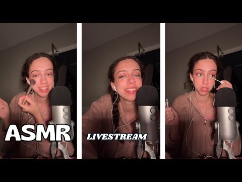 ASMR Livestream ✨💤  (storm, makeup, hair, chatting, late night)