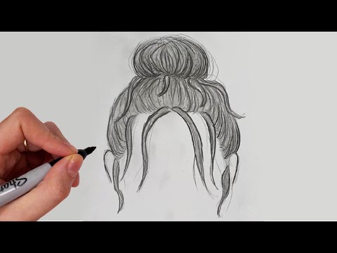 Comment Dessiner Un CHIGNON AU CRAYON [Cheveux / Coiffure Noir et Blanc]