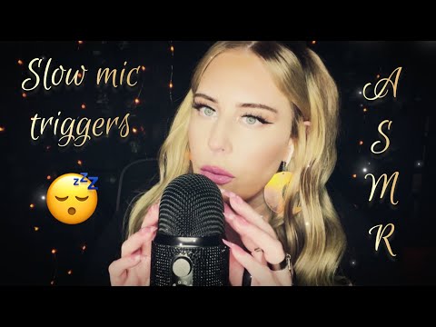ASMR ✨Slow mic scratching & tapping (with & without covers) & some mouth sounds 😌 #asmrtingles