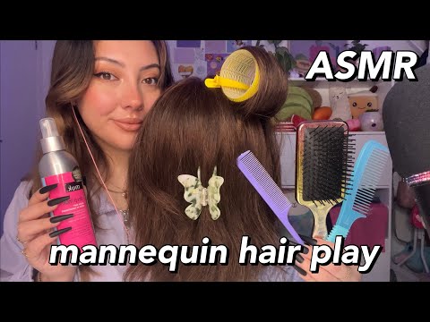 ASMR hair play and hair brushing on mannequin 💞💆🏻‍♀️ | Whispered