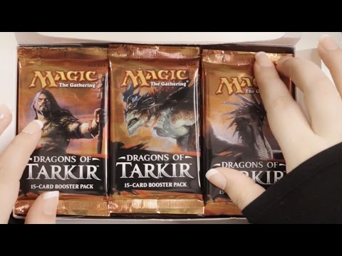 Binaural ASMR: Opening 36 Magic The Gathering Booster Packs. Unboxing Tingles  In The Land Of Tarkir