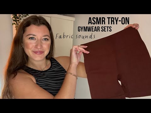 ASMR gymwear try-on my favourite sets fabric sounds scratching & whispered