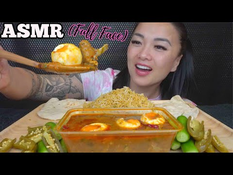 ASMR *NOT* FRIDAY FULL FACE | MUTTON EGG CURRY WITH RICE (EATING SOUNDS) NO TALKING | SAS-ASMR