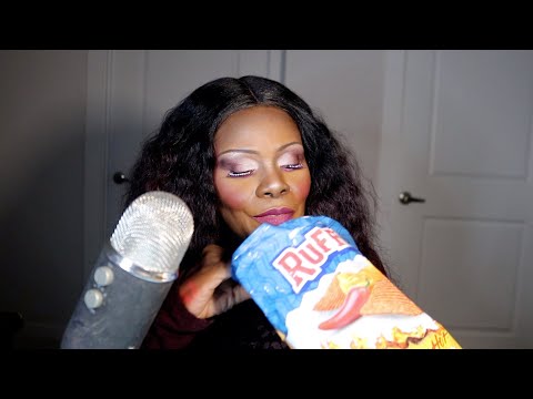 FLAMIN' HOT SOUR CREAM CHEDDAR RUFFLE CHIPS ASMR Eating Sounds