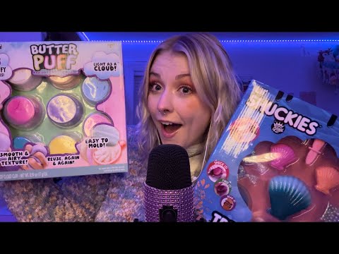 ASMR Opening Slime Craft Kits! Slime on Mic, Ramblings, Package Gripping, Slimey Sounds!💗Day 6 ⛄️✨