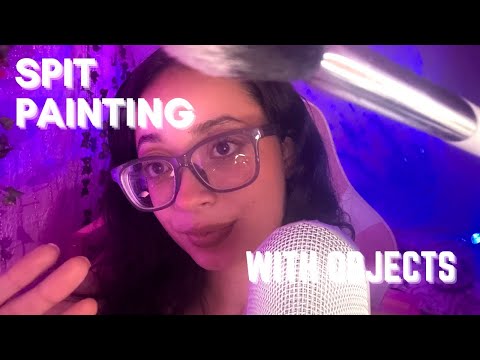 ASMR- SPIT PAINTING WITH OBJECT SUPER TINGLY (MAKEUP ROLEPLAY)🎨💄