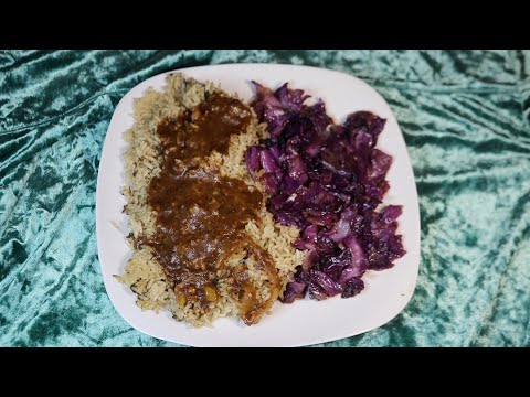 Gravy Rice & Cabbage ASMR Eating Sounds