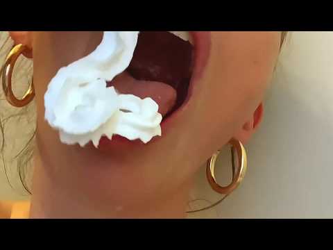 ASMR Food Porn-How to Eat Whipped Cream (Messy)