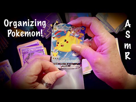ASMR Pokemon Collector Cards! (Whispered) Organizing cards/ alphabetical order/putting in envelopes