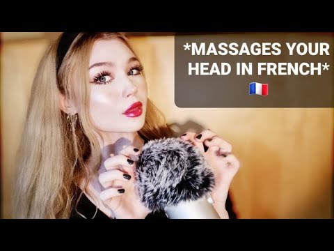 ASMR | FLUFFY MIC MASSAGE + FRENCH TRIGGER WORDS (Cupped Whispers)