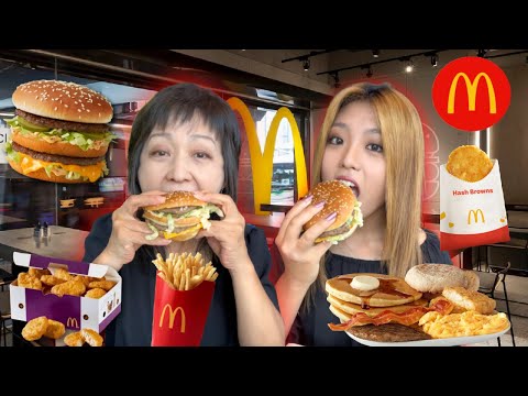 McDonald's FEAST! Big Mac, Fries, Chicken McNuggets, Hotcakes, Bacon and more
